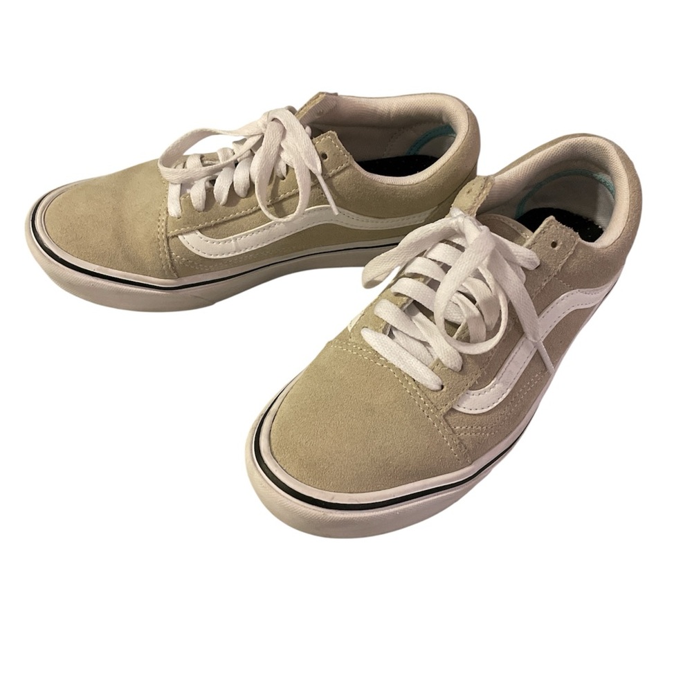 Vans Cream Old Skool Suede Sneakers with White Accents